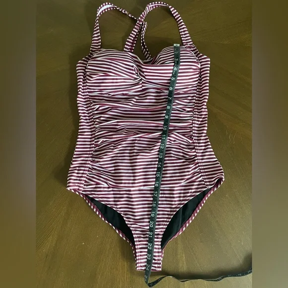 Retro Striped One Piece Swim Suit - Picture 4 of 7